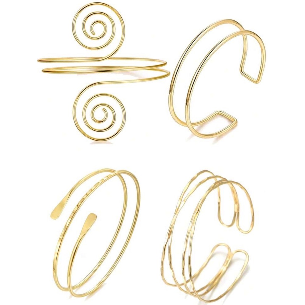 Unbranded Upper Arm Cuff Set Women OS Gold Boho Spiral Bicep Bracelet 4PC